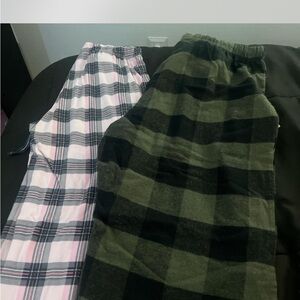 Plaid Pajama Pants Set - Pink and Green